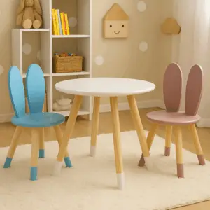 Mesa Infantil C/2 Cadeiras Coelho Educativa